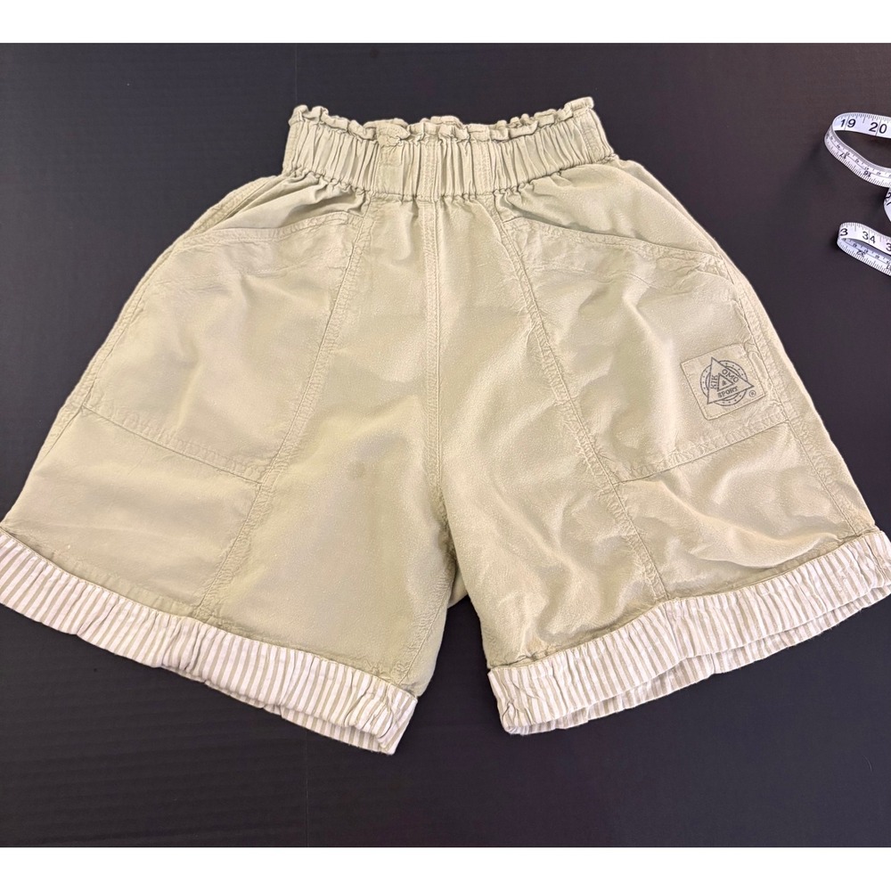 VTG 90s Kokomo Sport High Waisted Paperbag Utility Shorts Seersucker Cuffed Trim